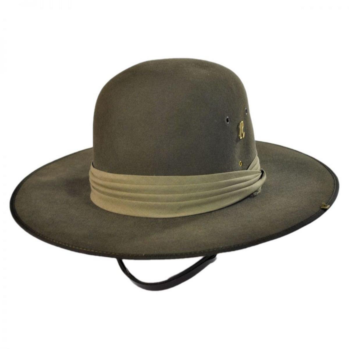 Akubra | Aussie Slouch Open Crown Fur Felt Hat | 131706 | front | KHAKI