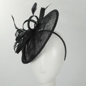 Jeanne Simmons | Anillo Sinamay Straw Fascinator Dress Hat | 120707 | front | BLACK