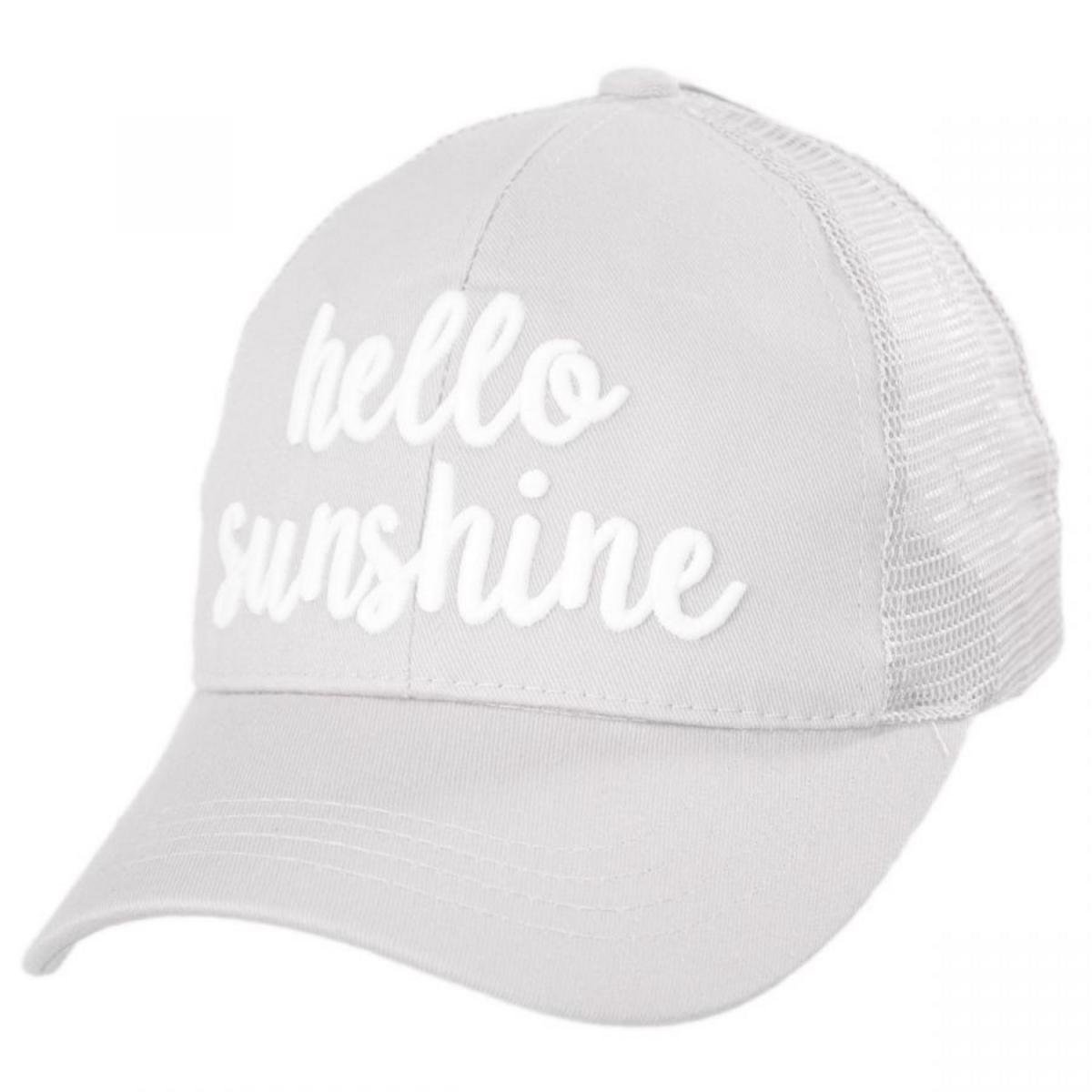 C.C PonyCaps | High Ponytail Hello Sunshine Mesh Adjustable Baseball Cap | 223106 | lead | WHITE