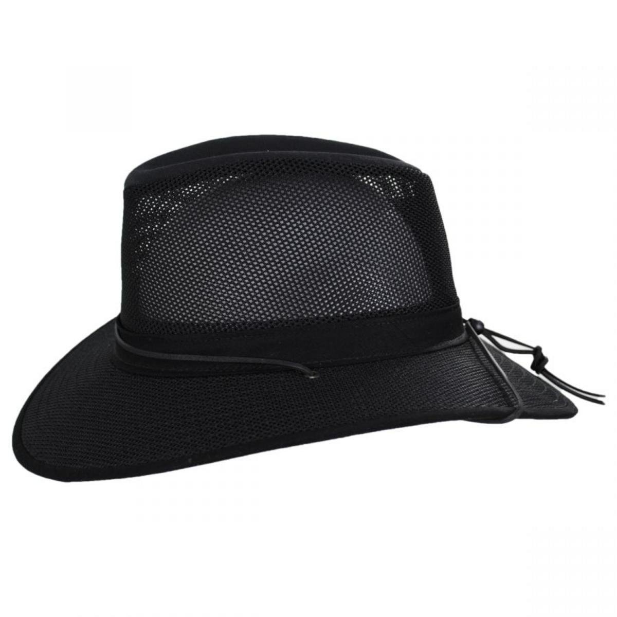Henschel | Mesh Aussie Grande 3.5 Inch Brim Hat | 140343 | profile | BLACK