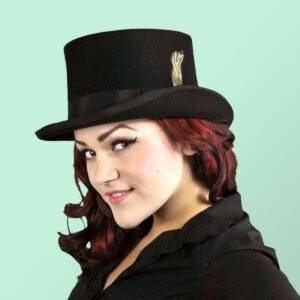 Jaxon Hats | Mid Crown Wool Felt Top Hat | 193700 | lsfone | BLACK