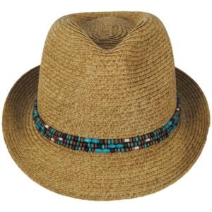 Toucan Collection | Bead Toyo Straw Fedora Hat - Made to Order | 104809 | front | NATURAL
