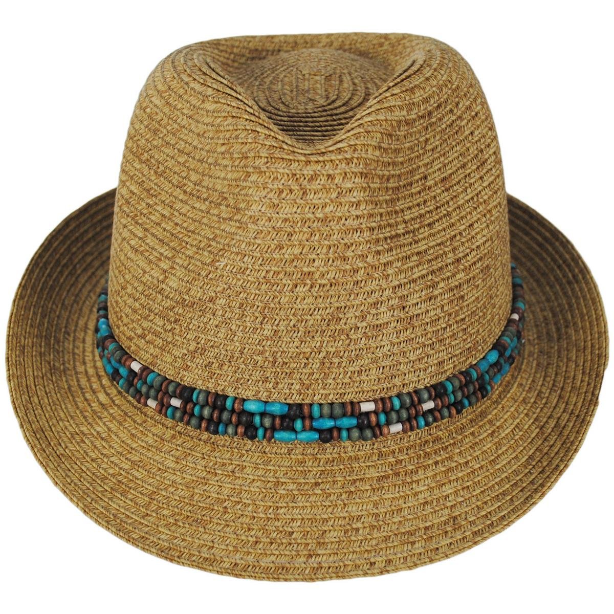 Toucan Collection | Bead Toyo Straw Fedora Hat - Made to Order | 104809 | front | NATURAL