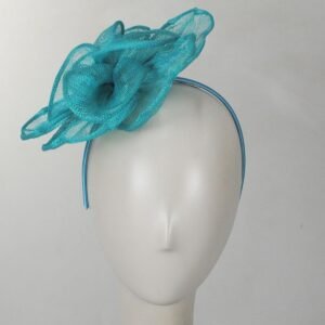 Kathy Jeanne | Rosa Sinamay Straw Fascinator Hat | 122425 | front | TEAL