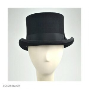 Jaxon Hats | Mid Crown Wool Felt Top Hat | 193700 | front | BLACK