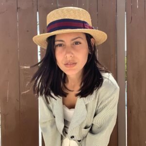 Jaxon Hats | Striped Band Wheat Straw Skimmer Hat | 129005 | lsfone | NATURAL