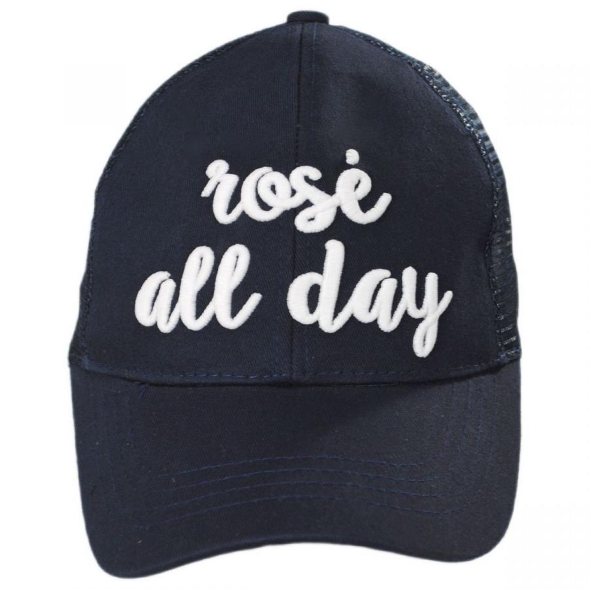 C.C PonyCaps | High Ponytail Rose All Day Mesh Adjustable Baseball Cap | 223105 | front | NAVY