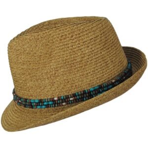 Toucan Collection | Bead Toyo Straw Fedora Hat - Made to Order | 104809 | profile | NATURAL