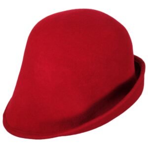 Kathy Jeanne | 6-Way Shapeable Wool Felt Cloche Hat | 124715 | detailfive | RED