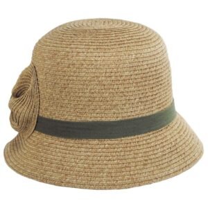 Toucan Collection | Toyo Straw Bow Cloche Hat - Made to Order | 104852 | front | NATURAL/OLIVE