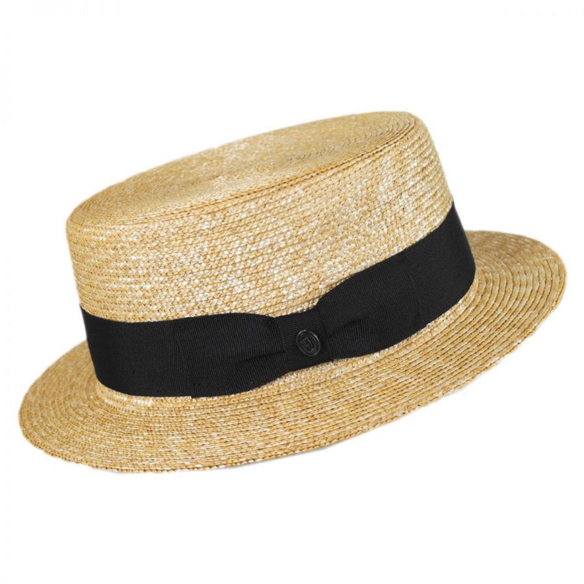 Jaxon Hats | Black Band Wheat Straw Skimmer Hat | 129006 | profile | NATURAL