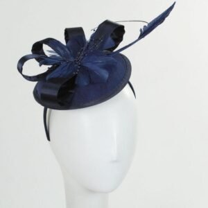 Jeanne Simmons | Marino Satin Bow Fascinator Hat | 120715 | front | NAVY