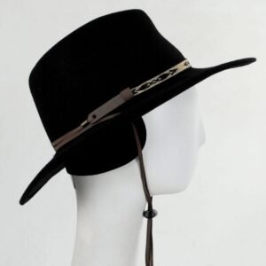 Stetson | Ashley Crushable Wool Felt Earflap Aussie Hat | 130710 | detailone | BLACK