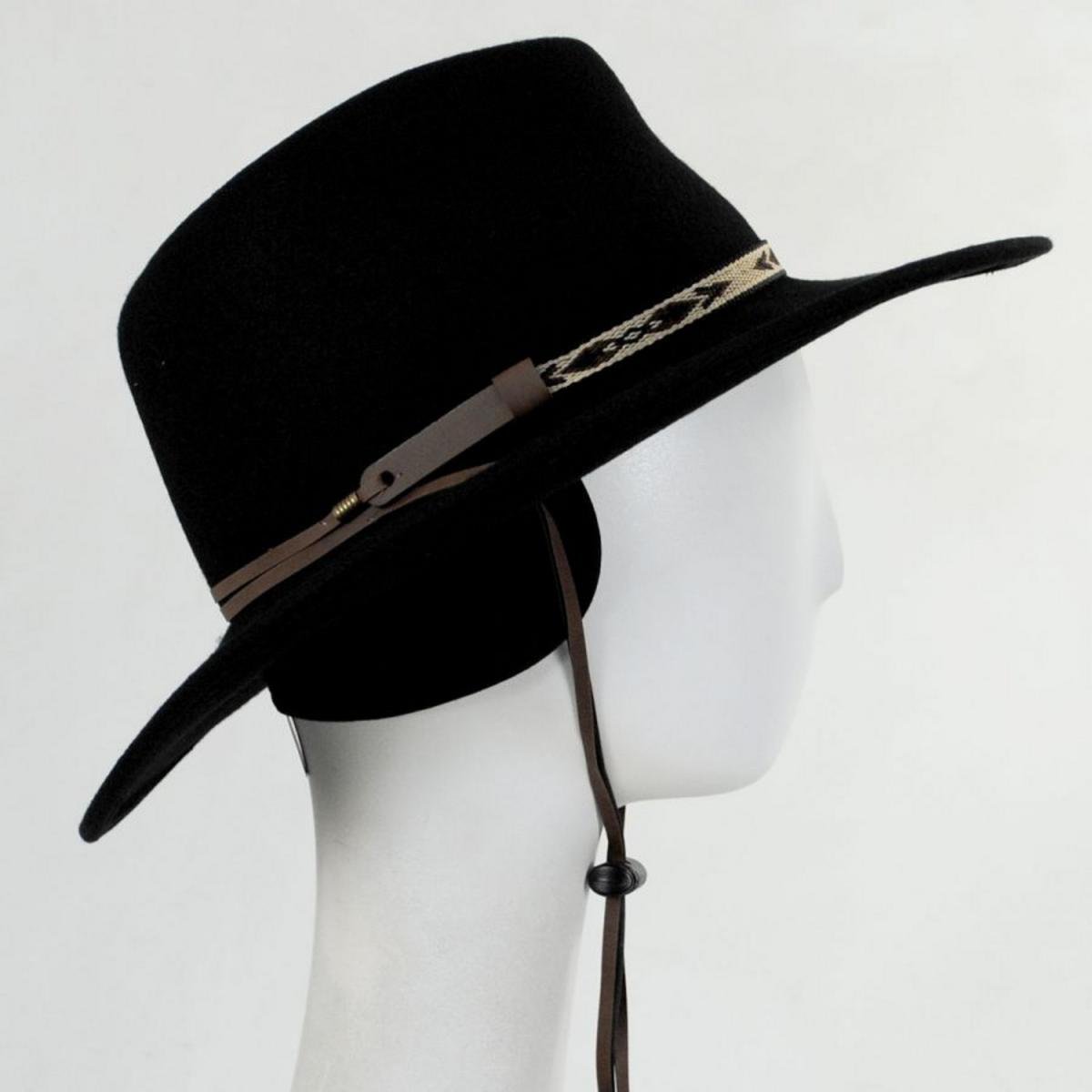 Stetson | Ashley Crushable Wool Felt Earflap Aussie Hat | 130710 | detailone | BLACK