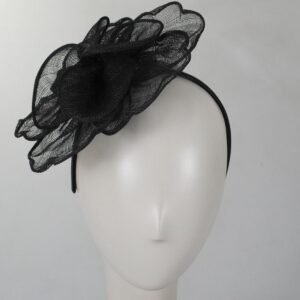 Kathy Jeanne | Rosa Sinamay Straw Fascinator Hat | 122425 | front | BLACK