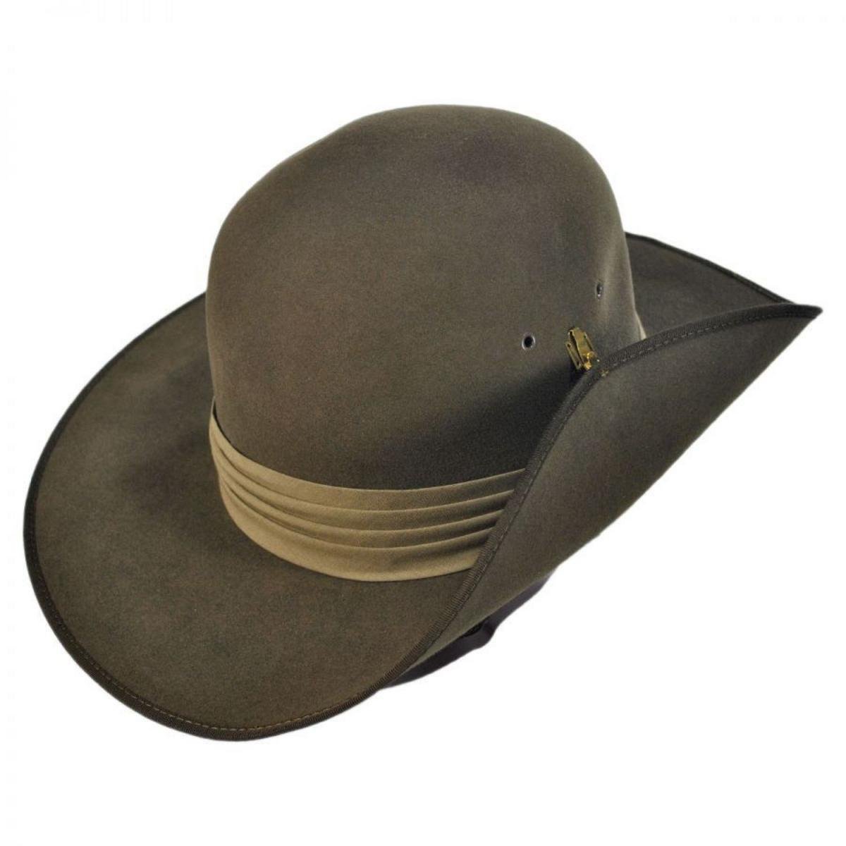 Akubra | Aussie Slouch Open Crown Fur Felt Hat | 131706 | lead | KHAKI