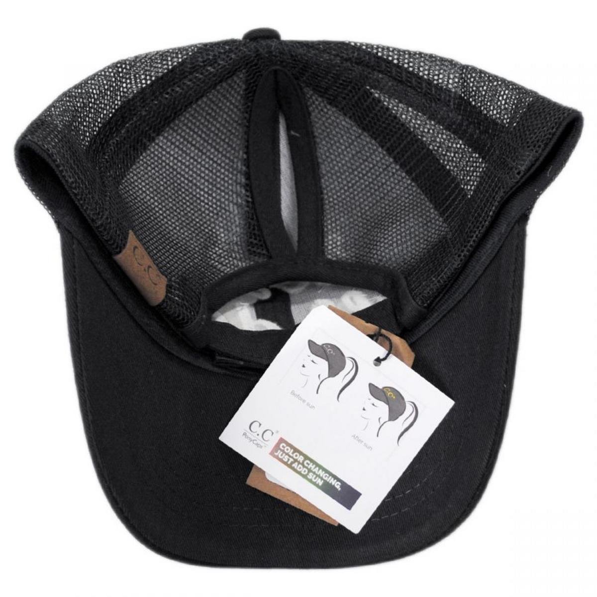 C.C PonyCaps | High Ponytail Rose All Day Mesh Adjustable Baseball Cap | 223105 | under | BLACK