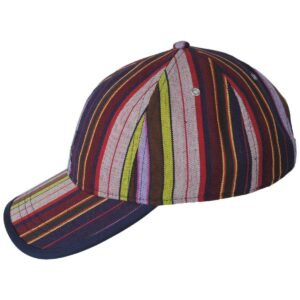 Kangol | Multi Color Stripe Polyester Blend Strapback Baseball Cap | 201128 | profile | PREPPY MULTI