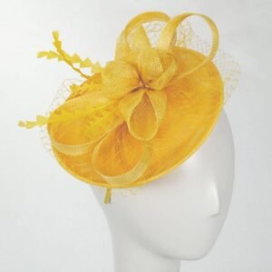 Jeanne Simmons | Irene Sinamay Straw Fascinator Hat | 120760 | profile | MUSTARD