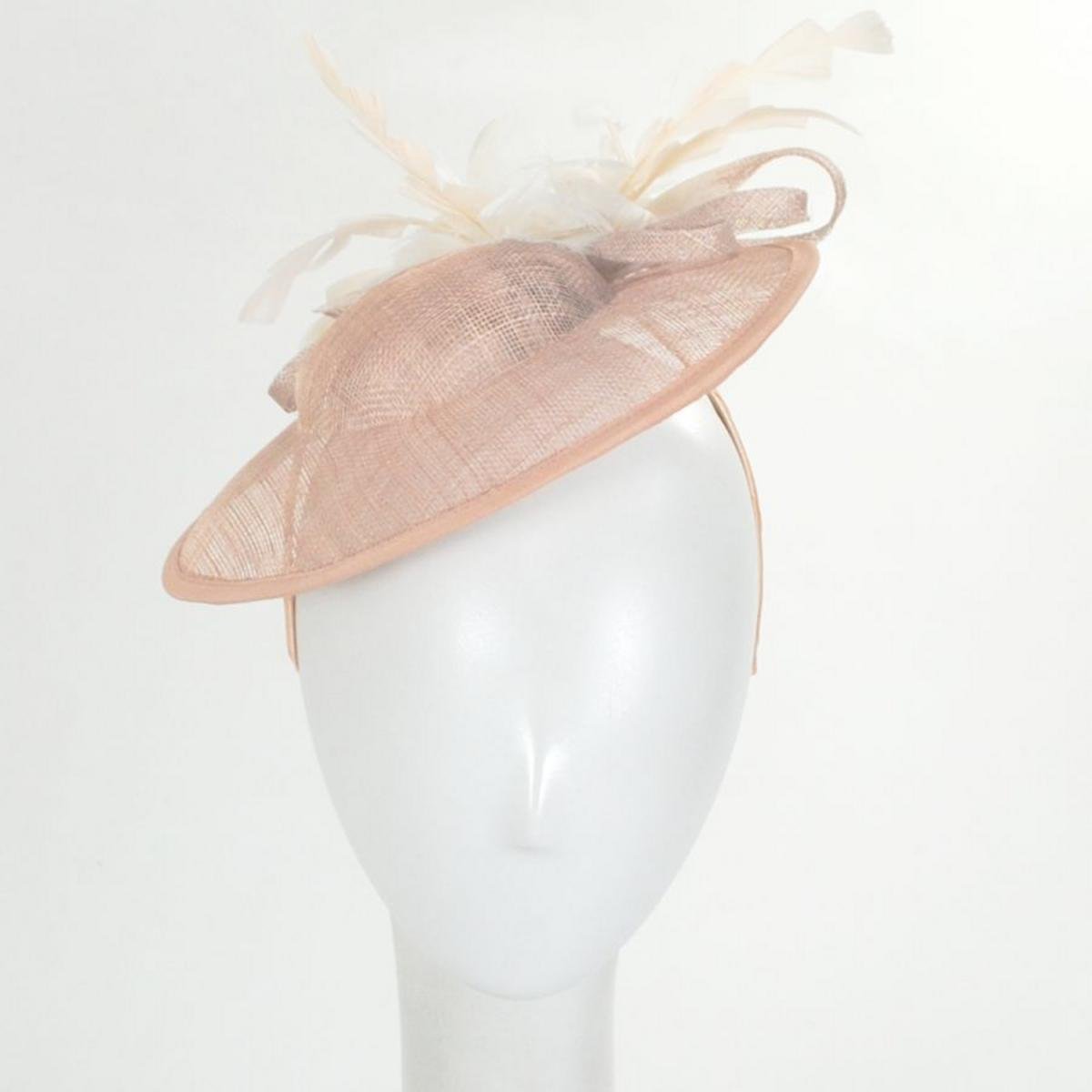 Jeanne Simmons | Feather Flower Dish Sinamay Straw Fascinator Hat | 120757 | profile | PINK