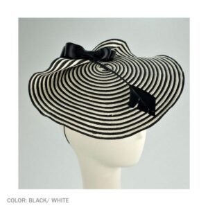 Jeanne Simmons | Striped Bow and Arrow Fascinator Hat | 120722 | front | BLACK/WHITE