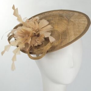 Jeanne Simmons | Feather Flower Dish Sinamay Straw Fascinator Hat | 120757 | profile | BROWN
