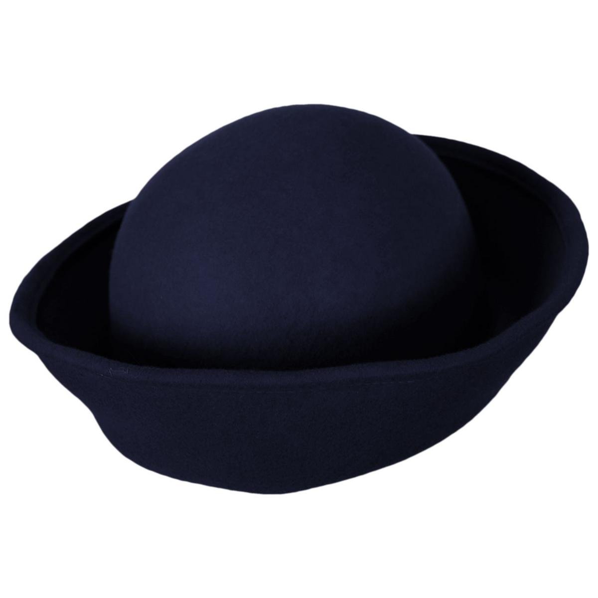 Kathy Jeanne | 6-Way Shapeable Wool Felt Cloche Hat | 124715 | detailtwo | NAVY