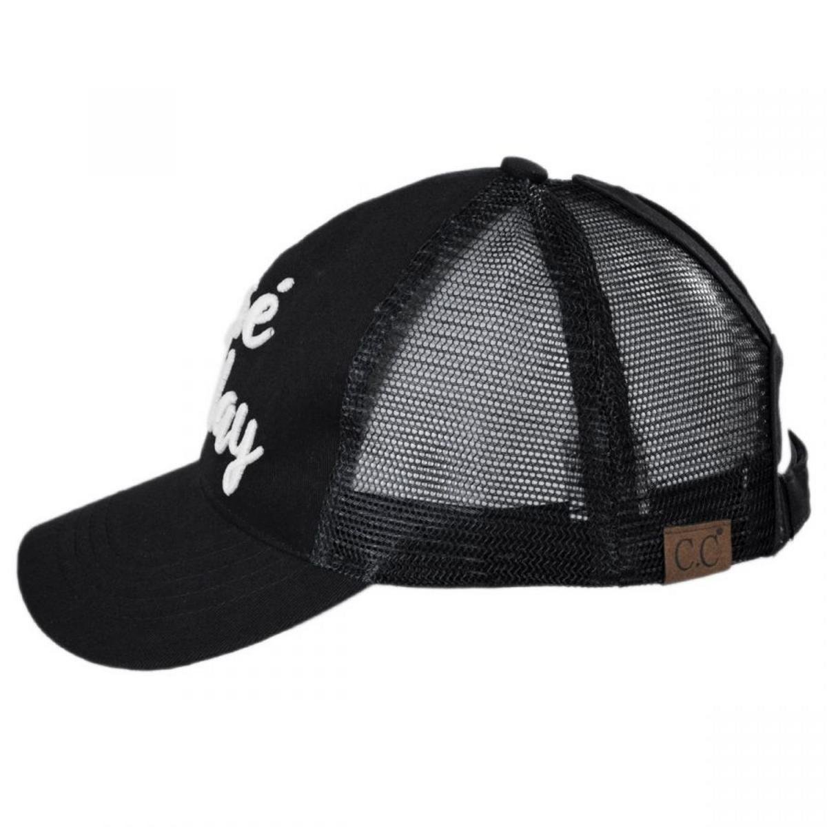 C.C PonyCaps | High Ponytail Rose All Day Mesh Adjustable Baseball Cap | 223105 | profile | BLACK