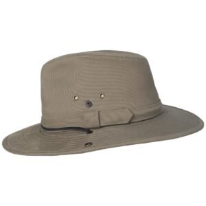 Dorfman Pacific | Chin Cord Cotton Aussie Hat | 400209 | profile | KHAKI