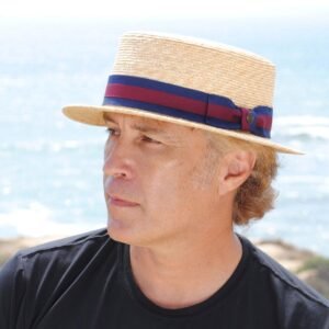 Jaxon Hats | Striped Band Wheat Straw Skimmer Hat | 129005 | lsmtwo | NATURAL