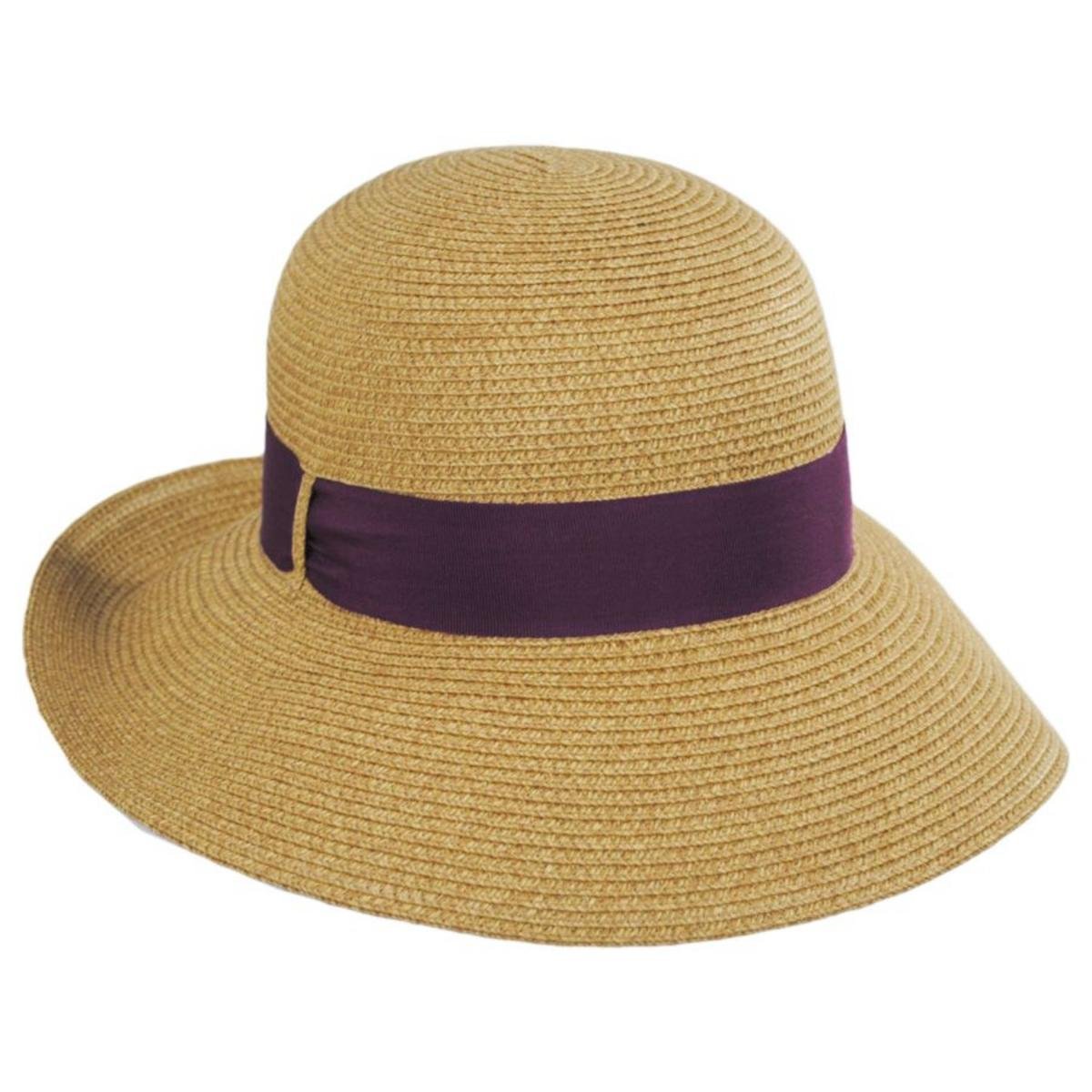 Toucan Collection | Toyo Straw Foldable Sun Hat - Made to Order | 104854 | lead | NATURAL/PURPLE