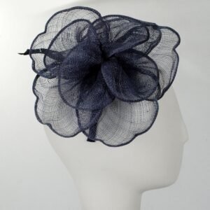 Kathy Jeanne | Rosa Sinamay Straw Fascinator Hat | 122425 | profile | NAVY