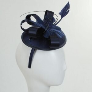 Jeanne Simmons | Marino Satin Bow Fascinator Hat | 120715 | under | NAVY