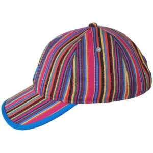 Kangol | Multi Color Stripe Polyester Blend Strapback Baseball Cap | 201128 | profile | RAINBOW MULTI