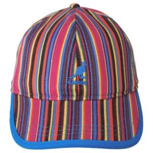 Kangol | Multi Color Stripe Polyester Blend Strapback Baseball Cap | 201128 | front | RAINBOW MULTI