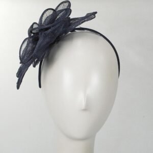 Kathy Jeanne | Rosa Sinamay Straw Fascinator Hat | 122425 | front | NAVY