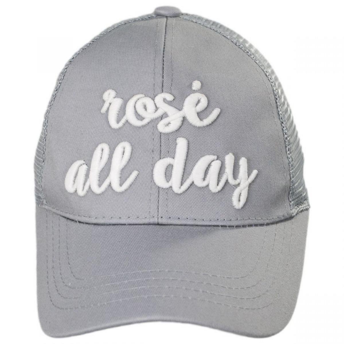 C.C PonyCaps | High Ponytail Rose All Day Mesh Adjustable Baseball Cap | 223105 | front | GREY