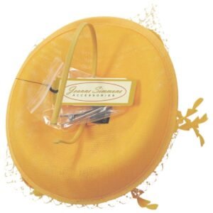 Jeanne Simmons | Irene Sinamay Straw Fascinator Hat | 120760 | under | MUSTARD