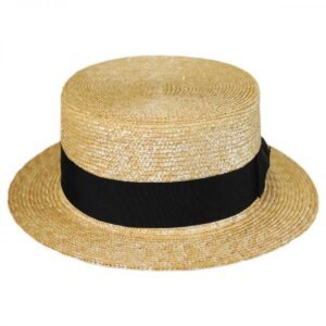Jaxon Hats | Black Band Wheat Straw Skimmer Hat | 129006 | front | NATURAL