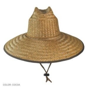 Dorfman Pacific | Palm Leaf Straw Lifeguard Hat with Bound Brim | 126162 | front | COCOA