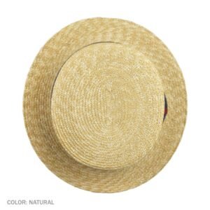 Jaxon Hats | Striped Band Wheat Straw Skimmer Hat | 129005 | top | NATURAL