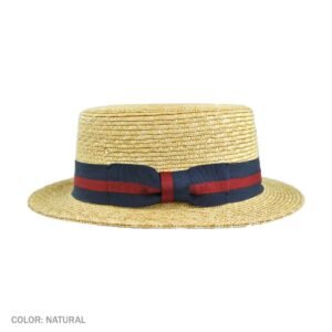 Jaxon Hats | Striped Band Wheat Straw Skimmer Hat | 129005 | profile | NATURAL