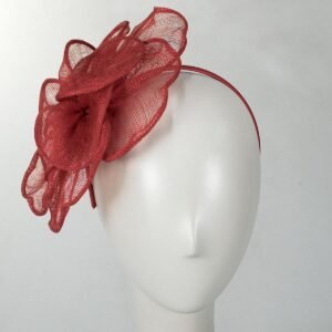 Kathy Jeanne | Rosa Sinamay Straw Fascinator Hat | 122425 | front | RED