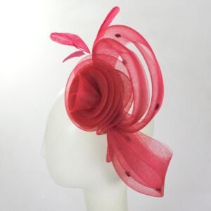 Kathy Jeanne | Pluma Horsehair Mesh Fascinator Hat | 122438 | profile | RED