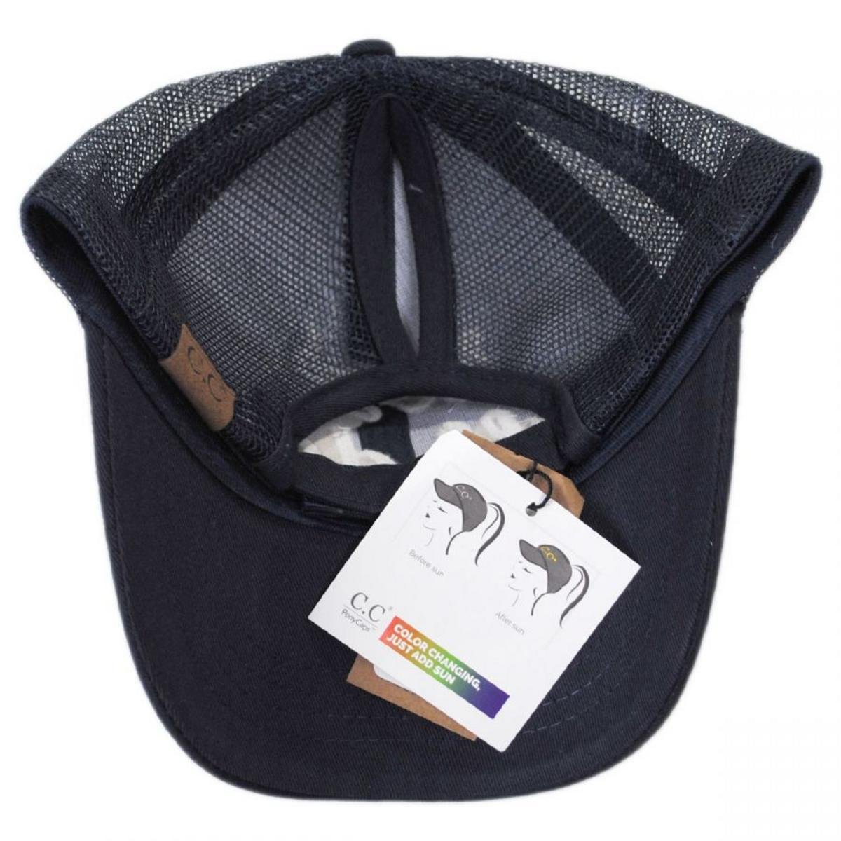 C.C PonyCaps | High Ponytail Rose All Day Mesh Adjustable Baseball Cap | 223105 | under | NAVY