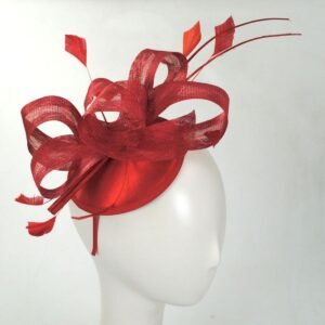 Jeanne Simmons | Sasha Sinamay Straw Fascinator Hat | 120762 | front | RED