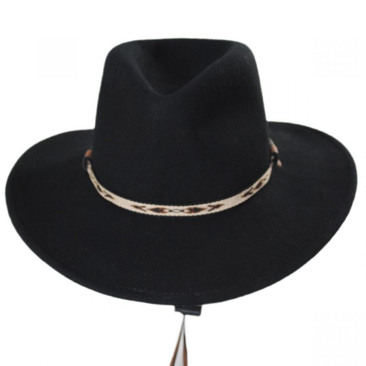 Stetson | Ashley Crushable Wool Felt Earflap Aussie Hat | 130710 | front | BLACK