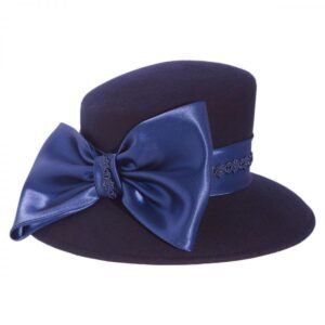 Satin Bow Slant Wool Felt Downbrim Hat - Made to Order