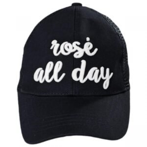 C.C PonyCaps | High Ponytail Rose All Day Mesh Adjustable Baseball Cap | 223105 | front | BLACK