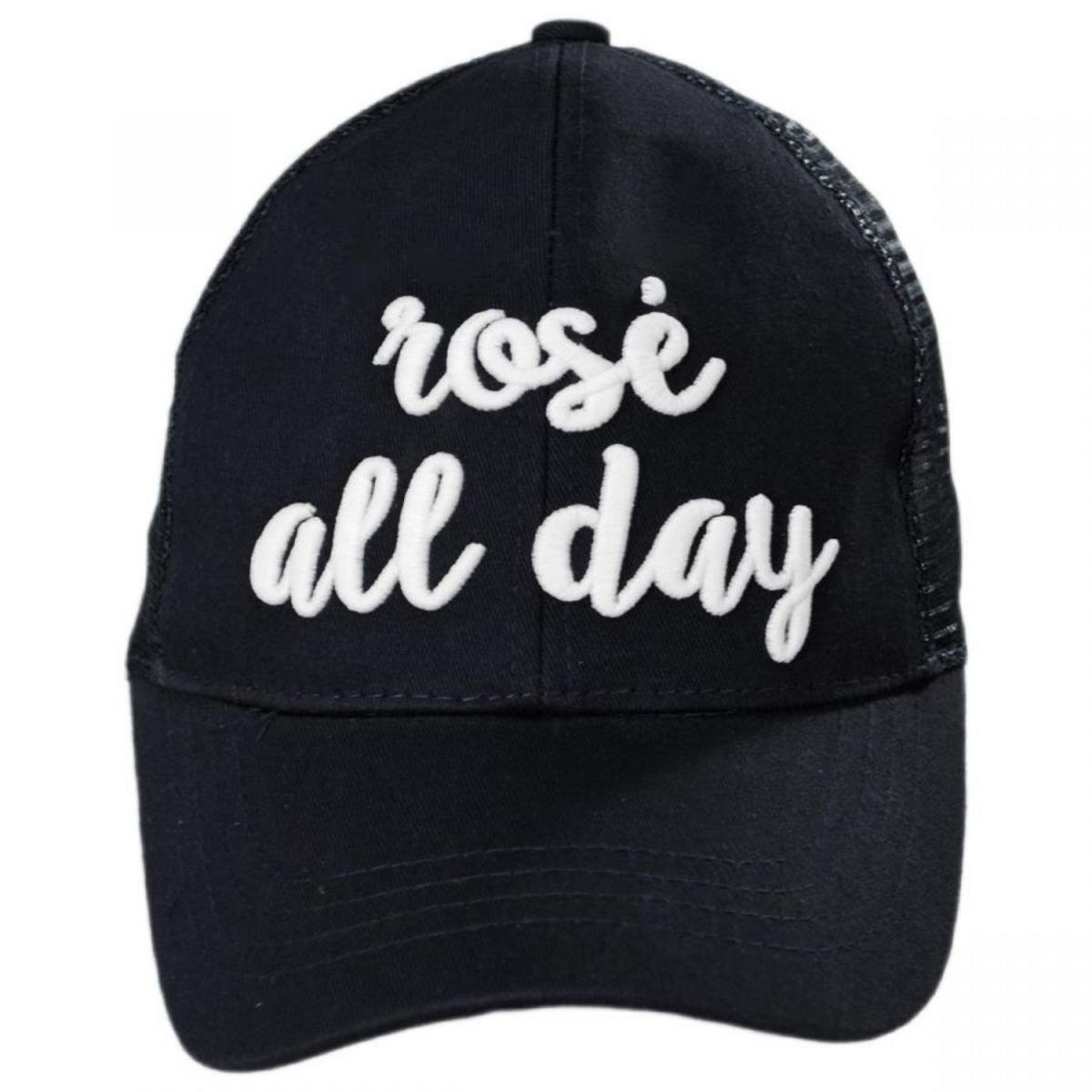 C.C PonyCaps | High Ponytail Rose All Day Mesh Adjustable Baseball Cap | 223105 | front | BLACK
